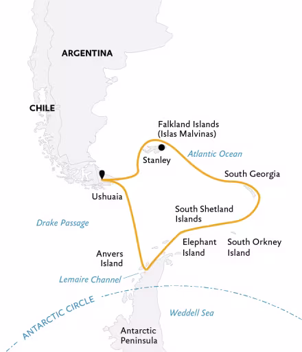 南極三島行程 2025-2028 路線圖