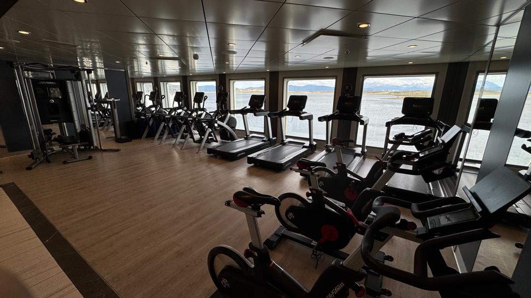 The fitness room onboard a Quark Antarctica expedition ship